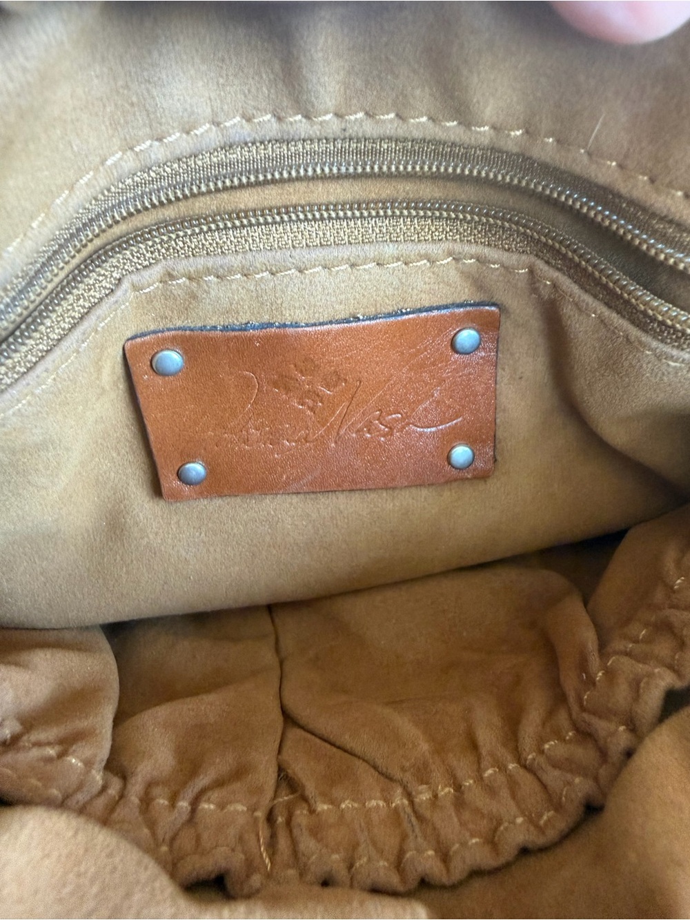 Handcrafted Turquoise-Accented Tooled Leather Crossbody Bag - Picture 5 of 9